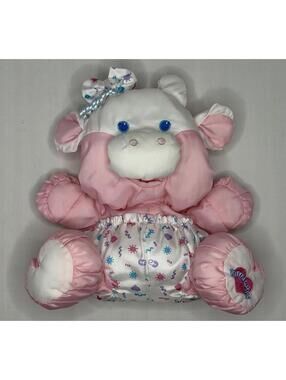 1999 Vintage Fisher Price Care for Me Cow Bow Puffalumps 10" Plush P46C